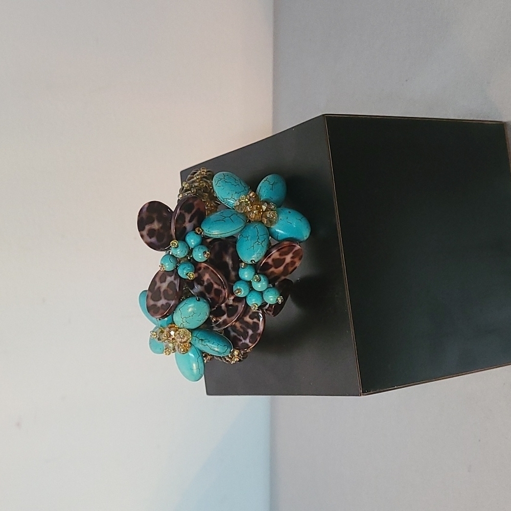 Artisan Beaded Floral Cuff Bracelet